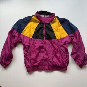 Vintage 90s Active Exposure Windbreaker Jacket Colorblock Magenta size medium
